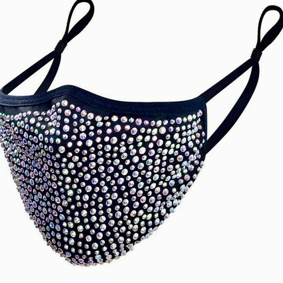 Bling Face Mask With Rhinestone Fashion Mask With Filter Pocket Adjustable - Picture 13 of 16